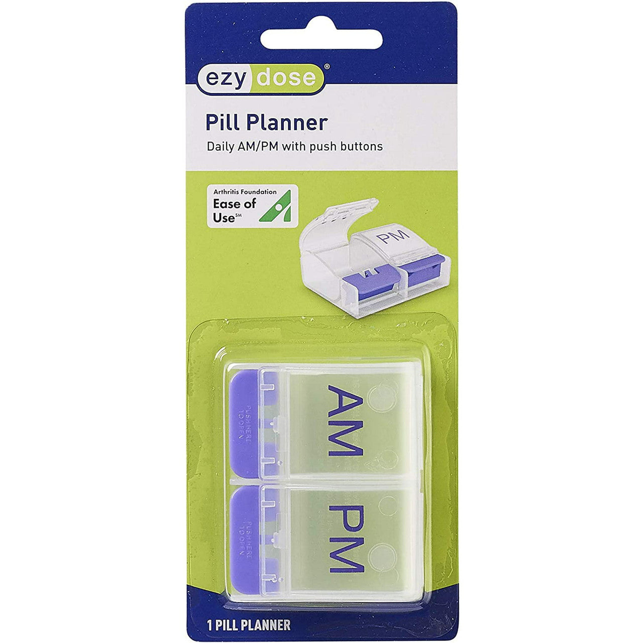 Ezy Dose Daily AM/PM Push Button Pill Planner, Color may vary, 1 Ea